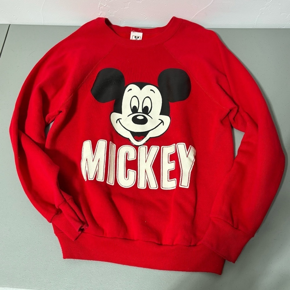 Disney Wear VTG Mickey Mouse Sweatshirt Adult Large Red Made in USA